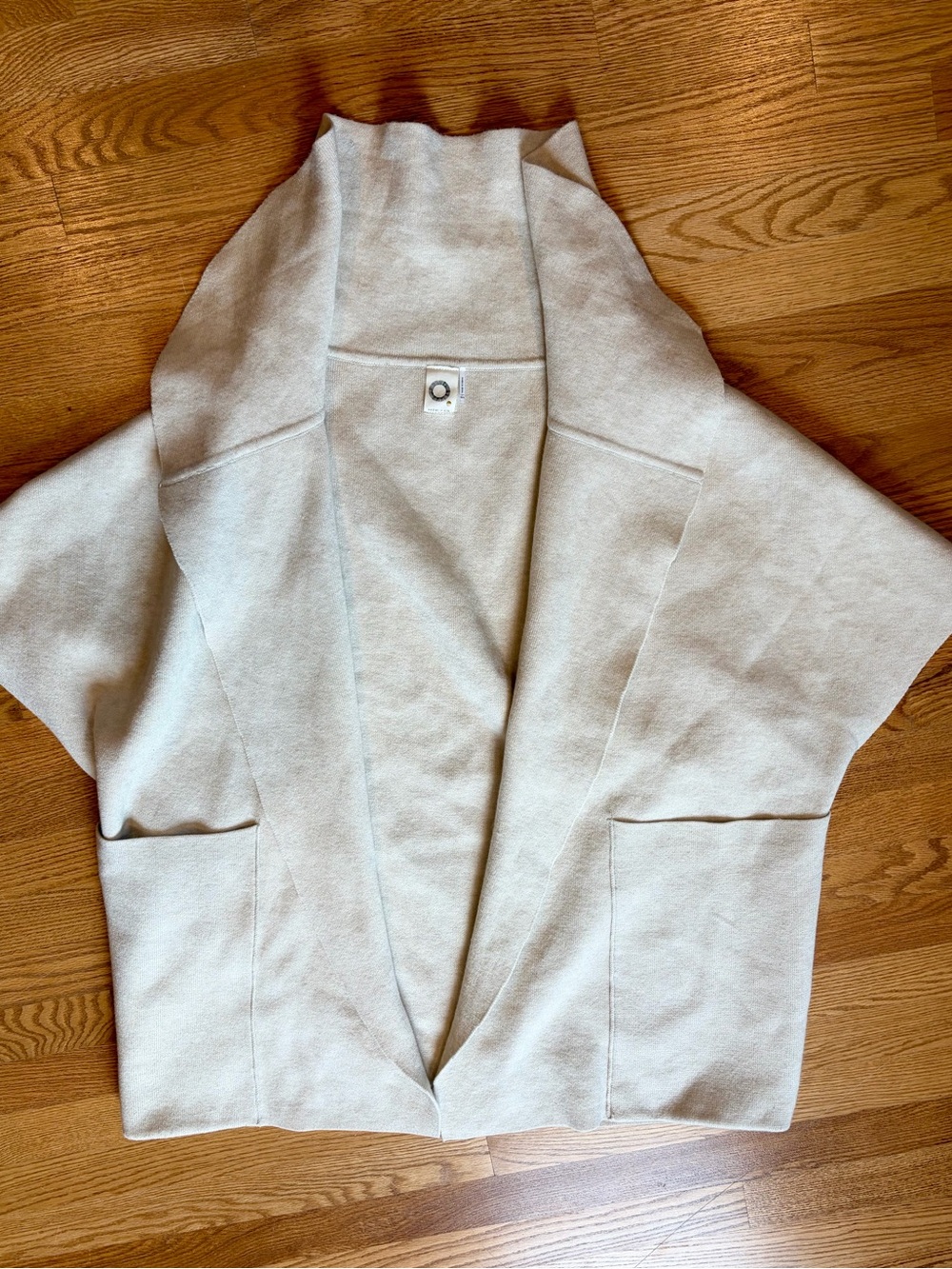 Anthropologie Oversized Oatmeal Cream Shawl-Collar Wrap Jacket/Cardigan - Picture 4 of 7